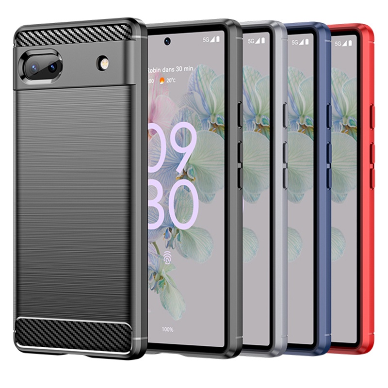 Dành Cho Google Pixel 6a Giáp Chống Sốc Sợi Carbon Hybrid Brush TPU Case Cover