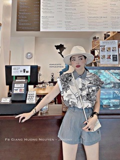 sét sơ mi hoạ tiết mix quần