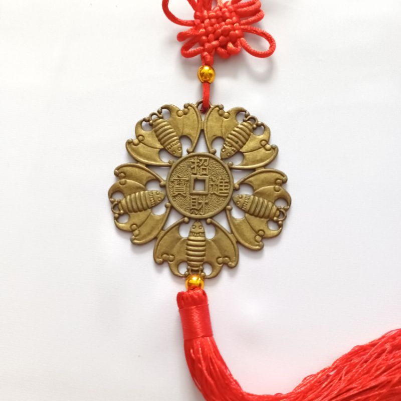 Đồng xu 5 con dơi lớn treo xe, treo phòng khách, trấn trạch, quầy thu ngân, sử dụng thuật phong thủy