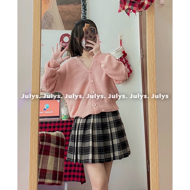 Áo cardigan lửng cổ V 4 khuy (ảnh thật shop chụp kèm video)