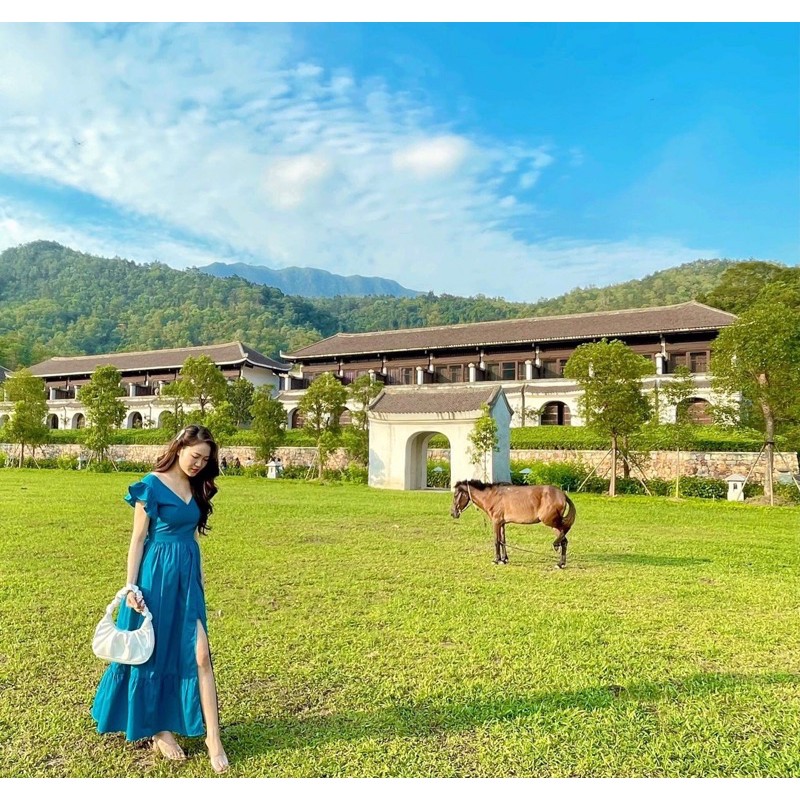 ( Ảnh thật ) V0439 Váy maxi xẻ chân nơ lưng | BigBuy360 - bigbuy360.vn