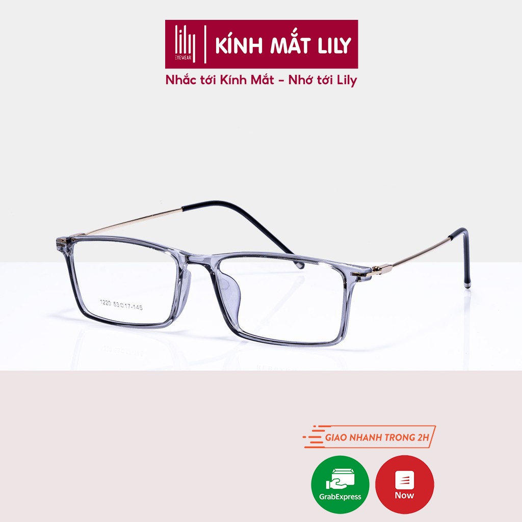 Gọng kính cận nam nữ Lilyeyewear mắt chữ nhật càng kính kim loại thanh mảnh nhẹ nhàng 1220