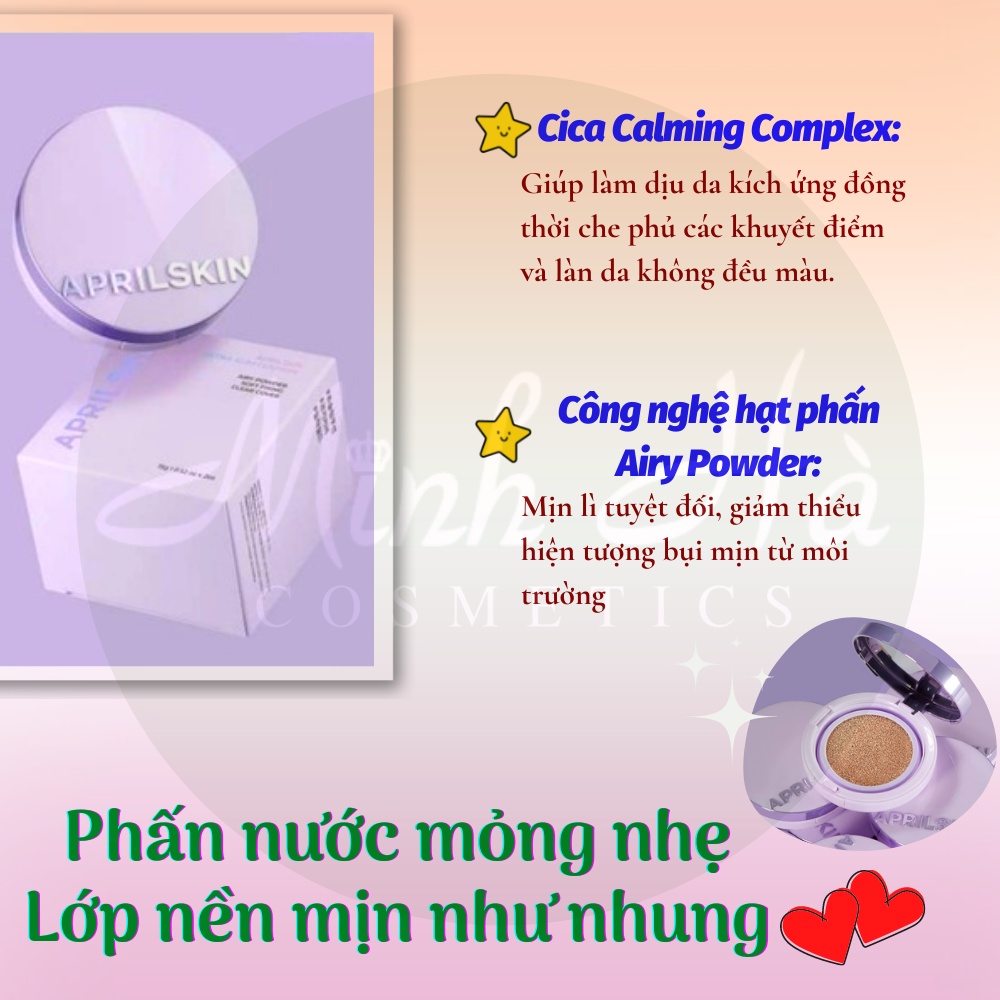 Phấn nước Aprilskin Ultra Slim Cushion 30g ( kèm lõi refill ) giúp lưu giữ lớp nền đến 9h