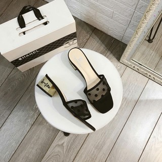 Guốc Đen Nữ Chấm Bi Siêu Dễ Thương - Cao 5 phân.