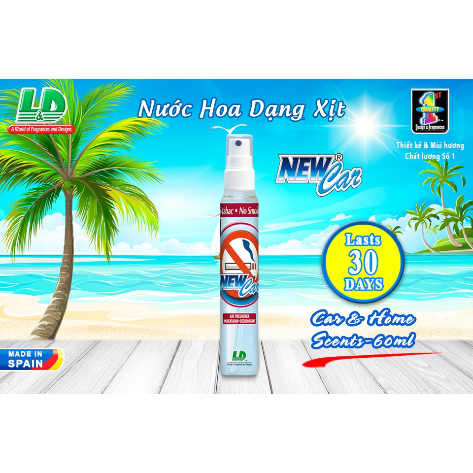 Nước Hoa Ô Tô Dạng Xịt L&D New Car No Smoking 60ml Nhập Khẩu Chính Hãng