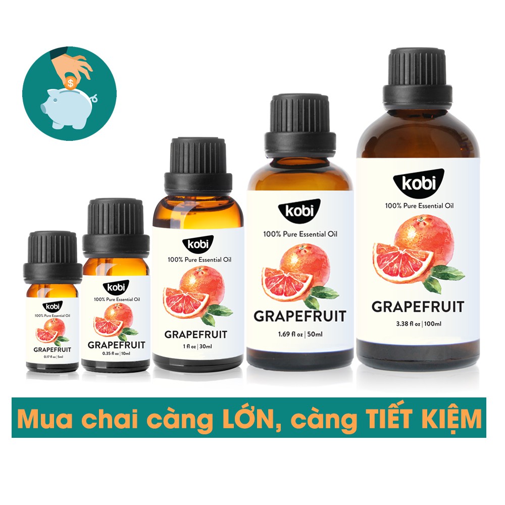 Tinh dầu Bưởi Hồng Kobi Grapefruit essential oil giúp thơm phòng, kích thích mọc tóc hiệu quả - 5ml