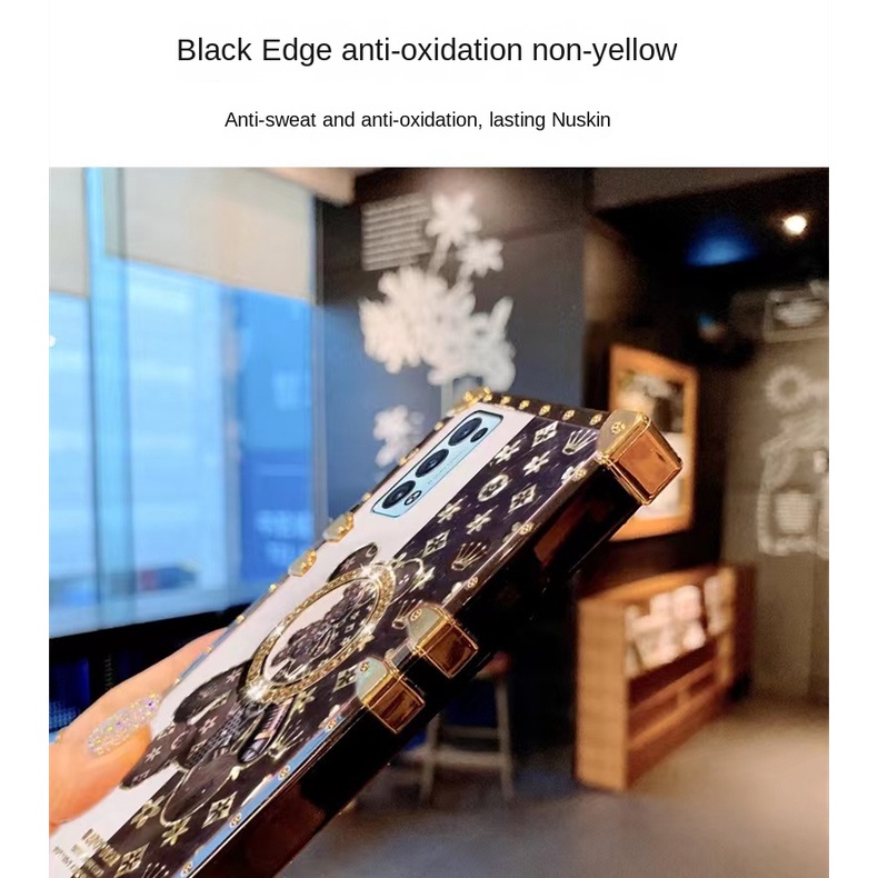 Ốp Điện Thoại Chống Sốc Có Nhẫn Đỡ Hình Gấu Nhỏ Đính Đá Cho OPPO Reno 6 Pro Reno 6 Pro+ Reno 6Z Reno 5 Pro Reno 4 Pro