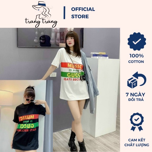 Áo Phông Áo Thun Nữ Quảng Châu Form Rộng Tay Lỡ Giá Rẻ vải Cotton 100% co giãn Siêu Mát, Không Xù