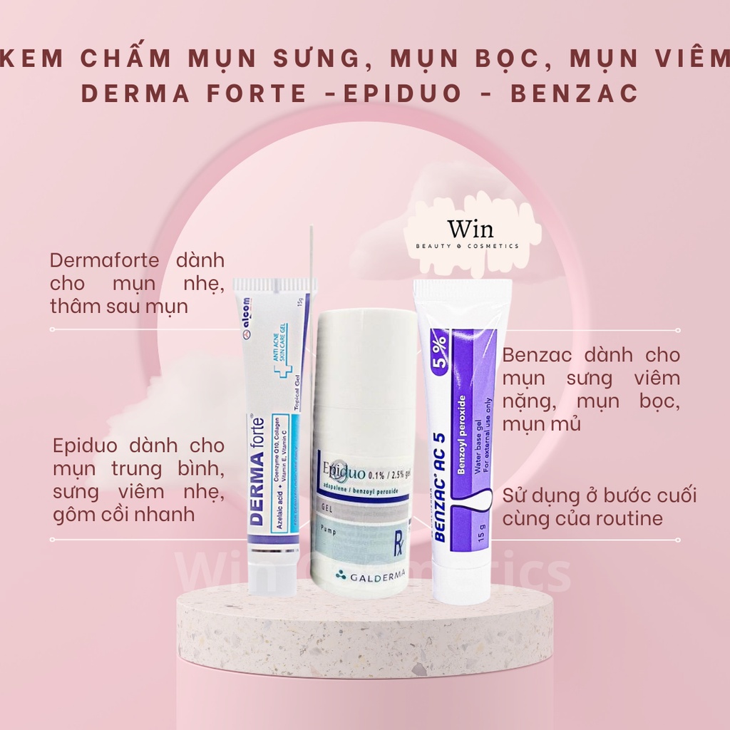 Gel giảm mụn Derma forte ngừa mụn giảm thâm - Benzac chấm mụn