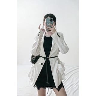 Vest blazer trắng tay 3 nút