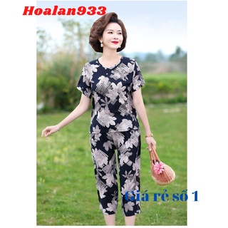 bộ đồ trung niên nữ cao cấp mặc nhà, bàng đen đầy đủ 2 túi quần