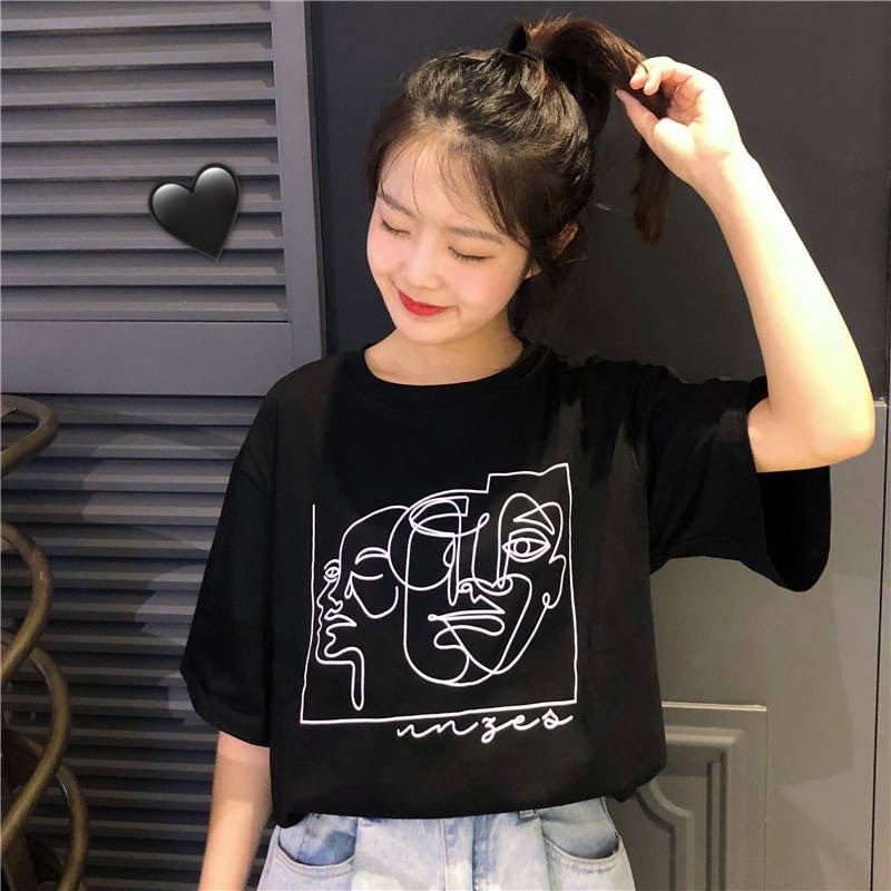 Áo thun tay lỡ unisex 2 gương mặt