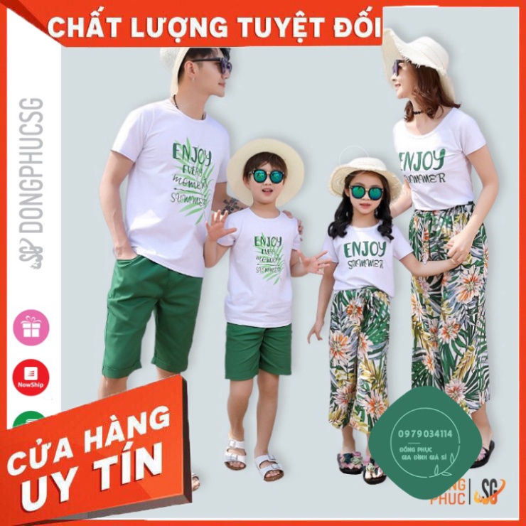 Áo thun giá sỉ Áo thun gia đình Enjoy Đồ gia đình 3/4/5 người giá rẻ Thun cotton dày dặn GD416T
