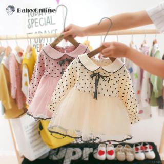 Đầm bé gái tay dài phối lưới