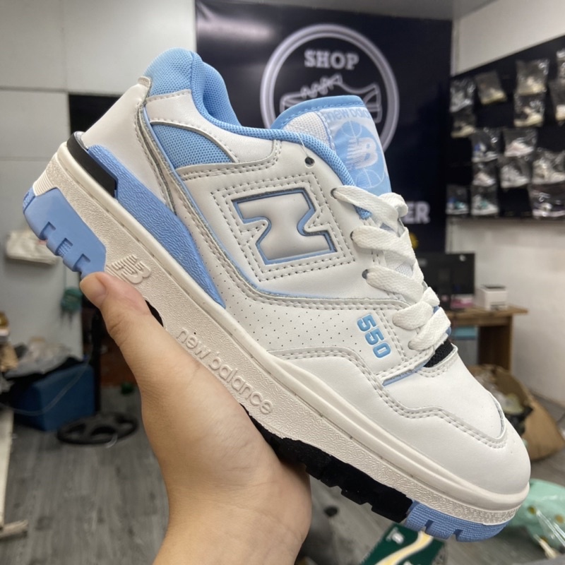 Giày thể thao Sneaker NB 550 New Balance Aimé Leon Dore x 550 white blue trắng xanh - Ảnh thật video tự chụp