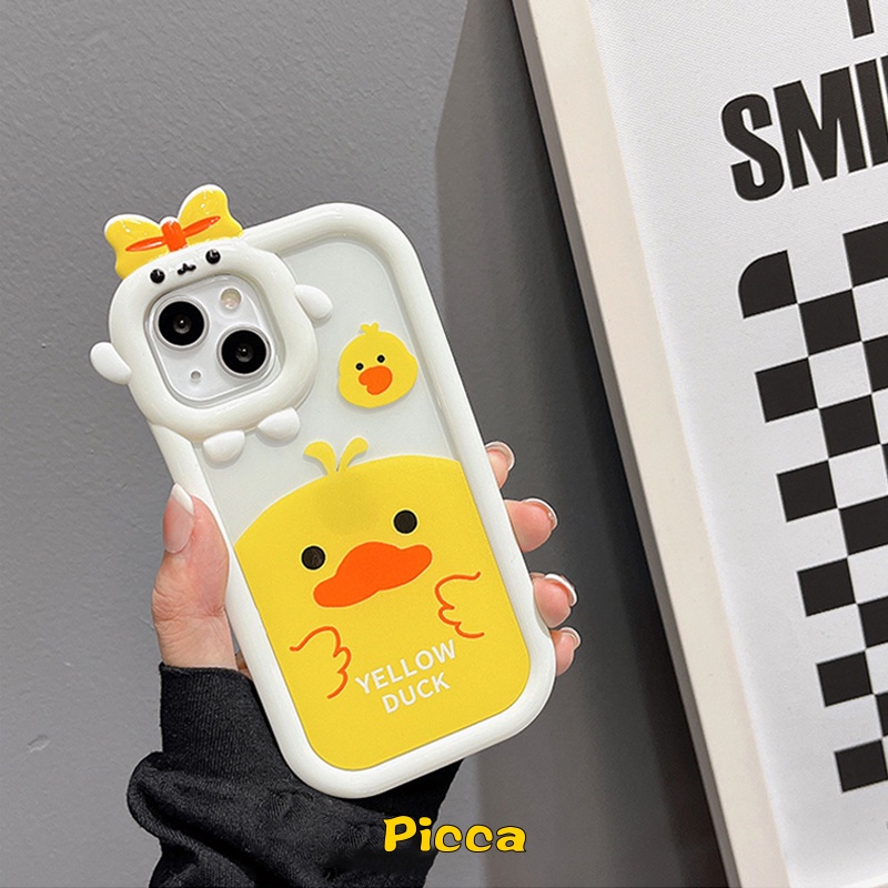 Ốp Điện Thoại Hình Vịt Vàng 3D Dễ Thương Cho IPhone 7plus 11 13 12 14 Pro MAX XR 7 8 6 6S 14 Plus X XS MAX SE 2020