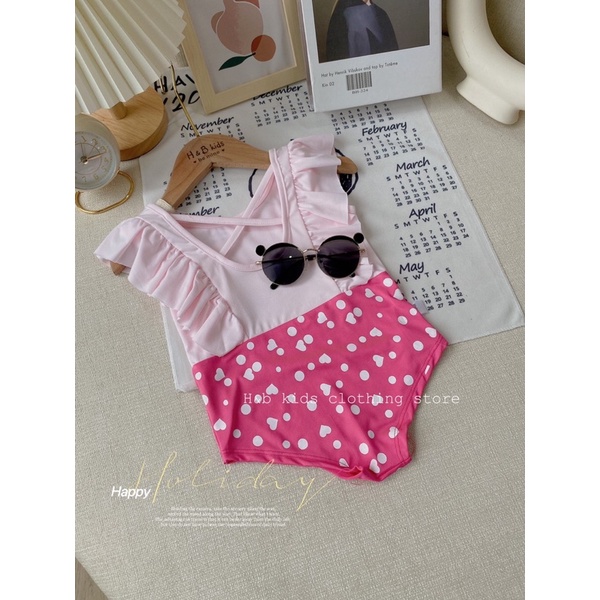 Bikini, bộ đồ bơi liền thân chấm bi cho bé gái
