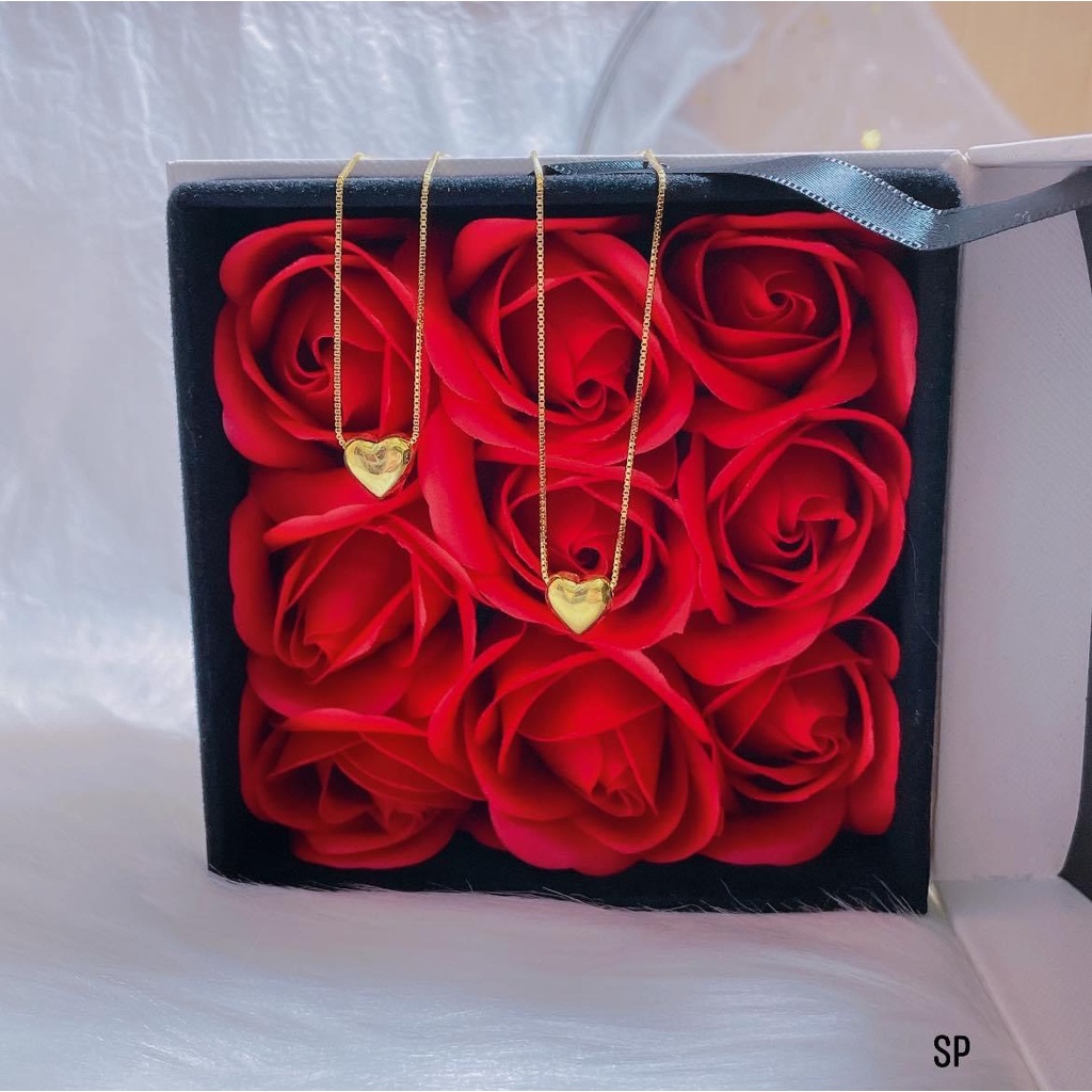 Dây chuyền nữ bạc thật mặt tim phồng xi vàng sang chảnh - Kho sỉ bạc Nhất Linh