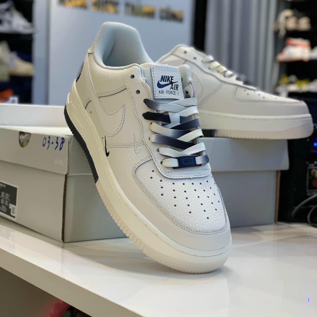 Giày AF1 đế âm dương hai màu đen trắng logo phản quang ,Giày thể thao Air Force 1 Brooklyn mới 2022 bản SC