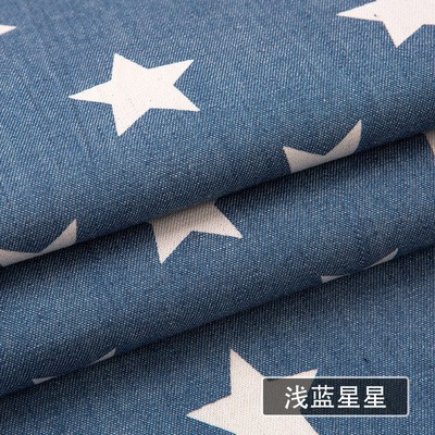 Tấm Vải denim cotton Mỏng Mềm Mại 50x150cm In Họa Tiết Màu Xanh Dương / Trắng Dùng Làm Đồ Thủ Công