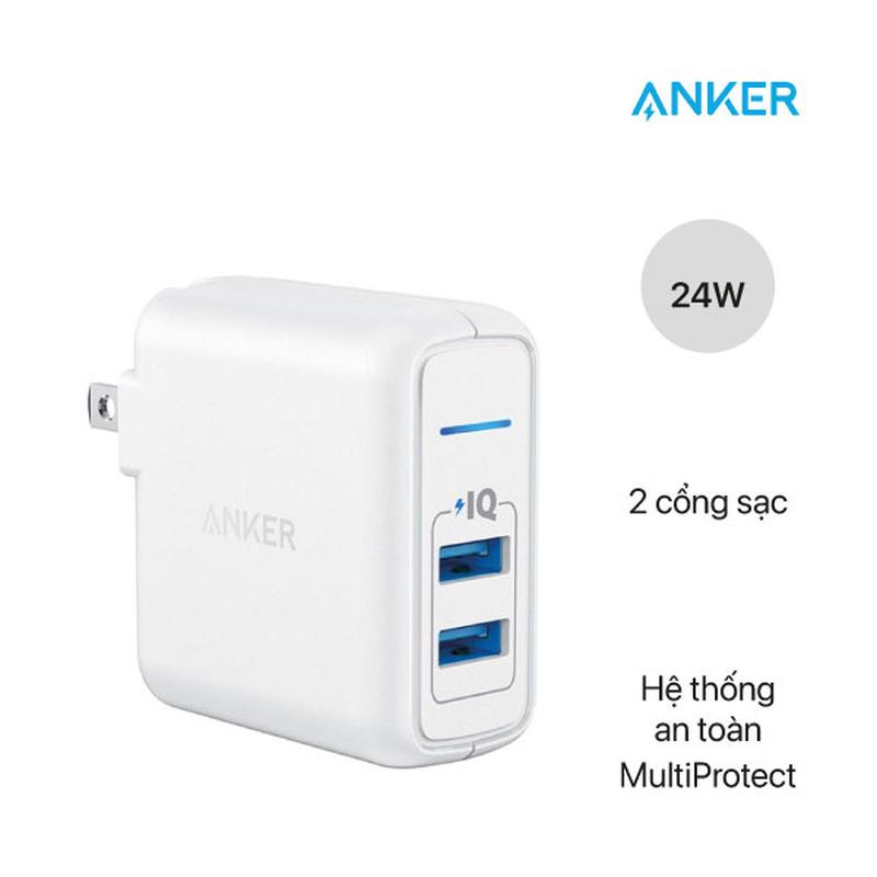Cốc sạc, củ sạc nhanh 2 cổng ANKER PowerPort Elite 2 24w - A2023