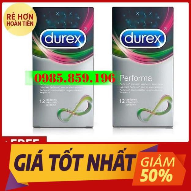 [GIÁ RẺ] Combo 2 hộp Bao cao su Durex Perfoma kéo dài thời gian quan hệ - tặng 1 hộp cùng loại - HÀNG CHẤT LƯỢNG TỐT