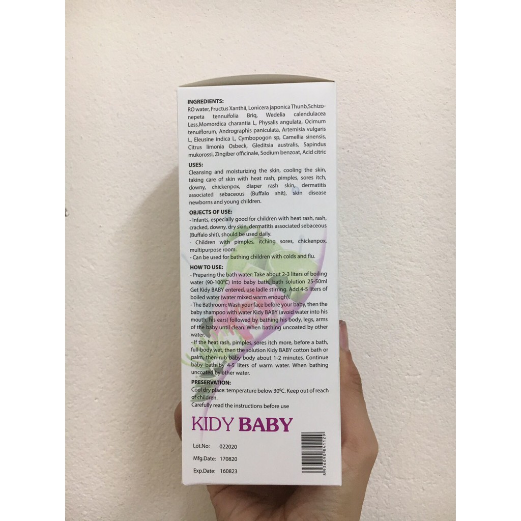 Nước tắm thảo dược KIDY BABY 220ML cho bé