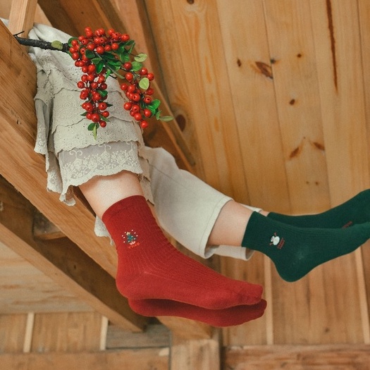 MINI CHRISTMAS - Tất vớ cao cổ nữ theme mùa lễ hội Noel, hình nhỏ dễ thương, thích hợp làm quà tặng, nhập khẩu Hàn Quốc