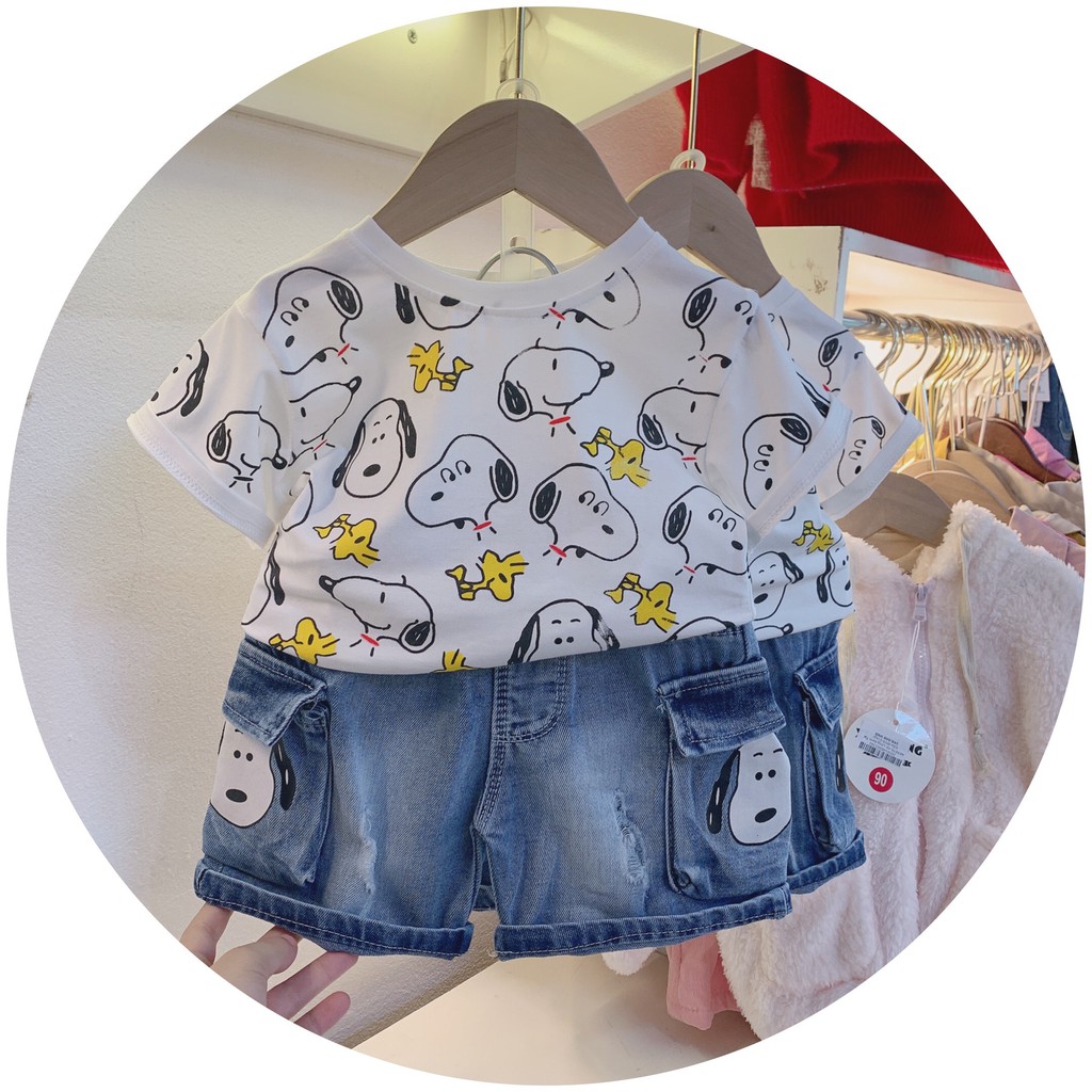 SET SNOOPY MIX QUẦN JEAN TÚI HỘP XANH