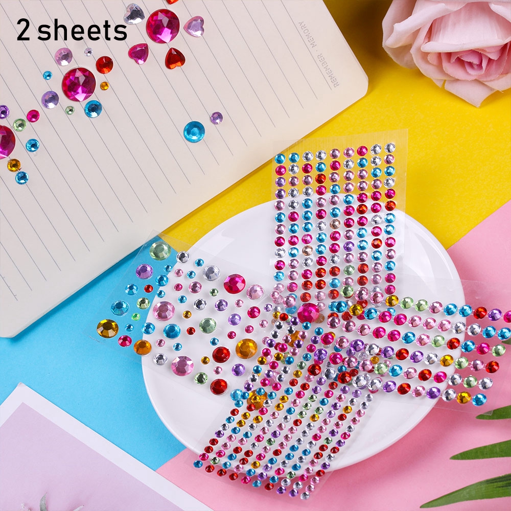 NEXTSHOP 2 Sheets Acrylic Jewelry Multi-styles Self Adhesive Mobile/PC Art Children's toys|Diamond