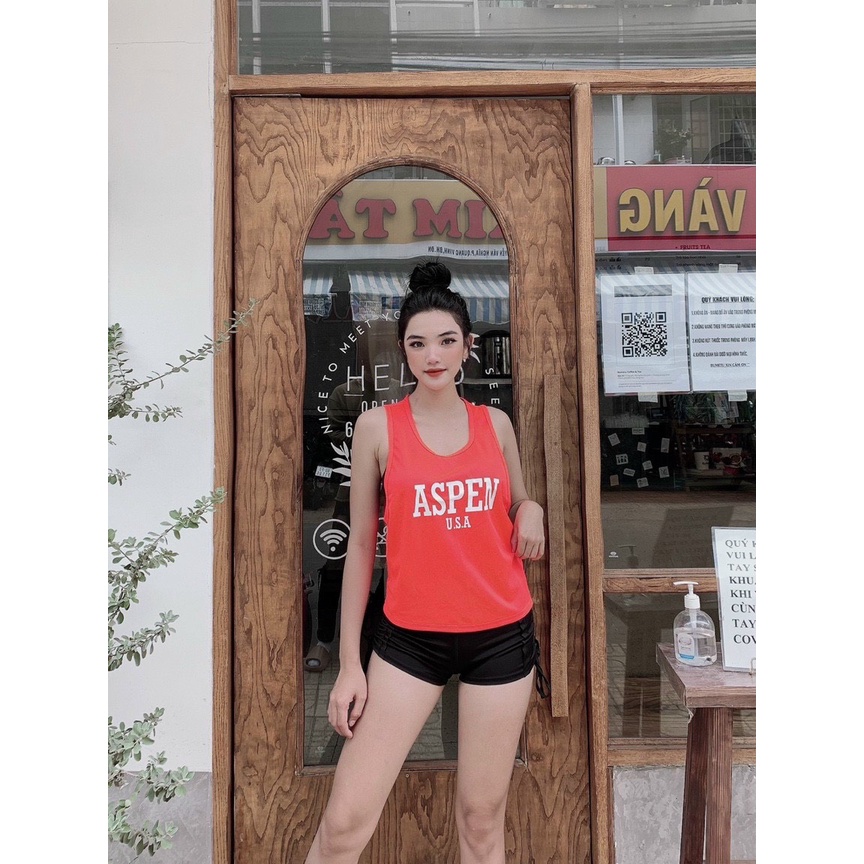 Áo tank top buộc lưng xinh xắn tập gym-yoga-aerobic nữ