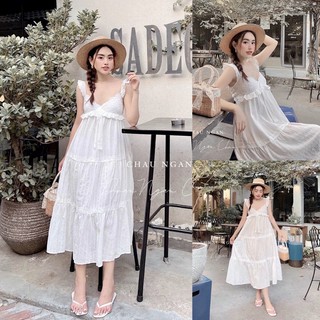 Đầm Maxi ren trắng có đệm ngực hàng đẹp chất mềm⚡️Ảnh thật