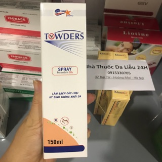 Towders Spray 150ml : Permethrin 5% Làm sạch các loại ký sinh trùng khỏi da