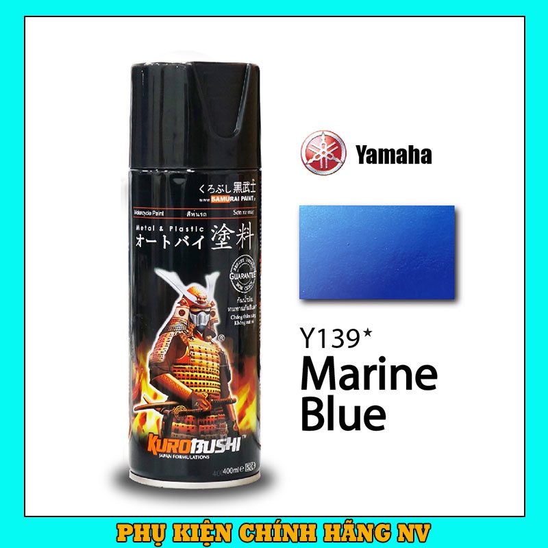 Sơn Samurai màu xanh dương candy Y139 chính hãng, sơn xịt phủ dàn áo xe máy chịu nhiệt, chống nứt nẻ, kháng xăng