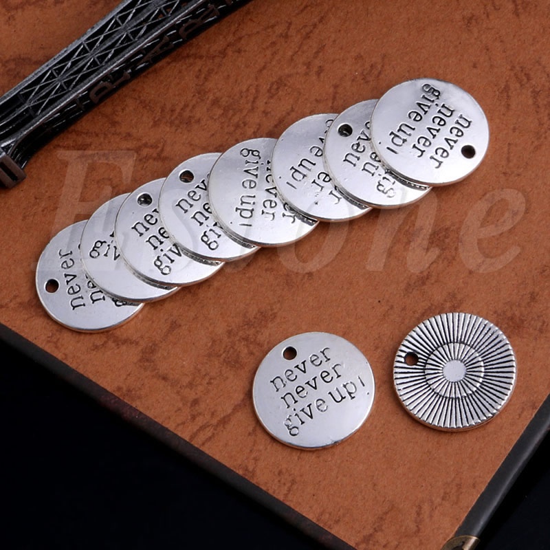 Set 10 Mặt Dây Chuyền Khắc Chữ Bằng Hợp Kim Phong Cách Tây Tạng