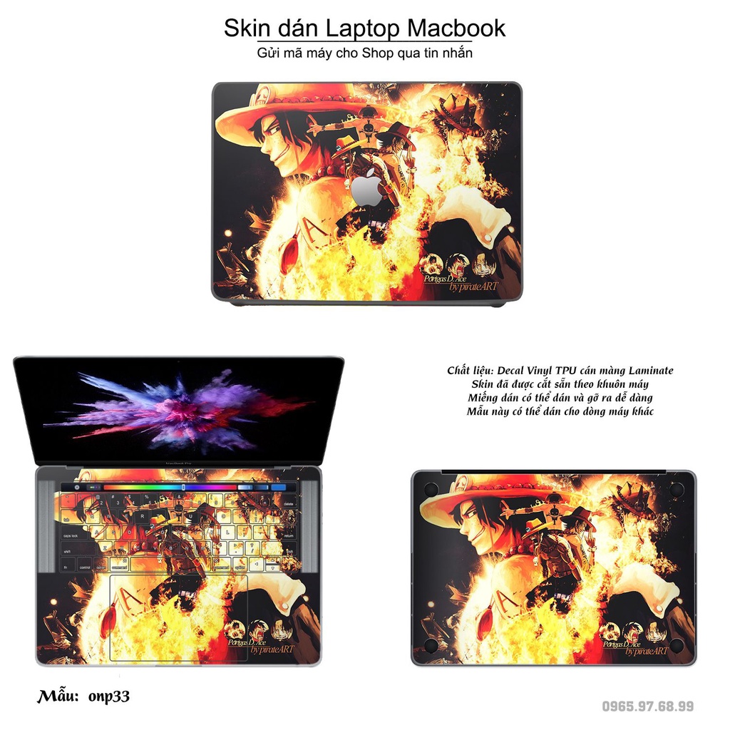 Skin dán Macbook mẫu One Piece (đã cắt sẵn, inbox mã máy cho shop)