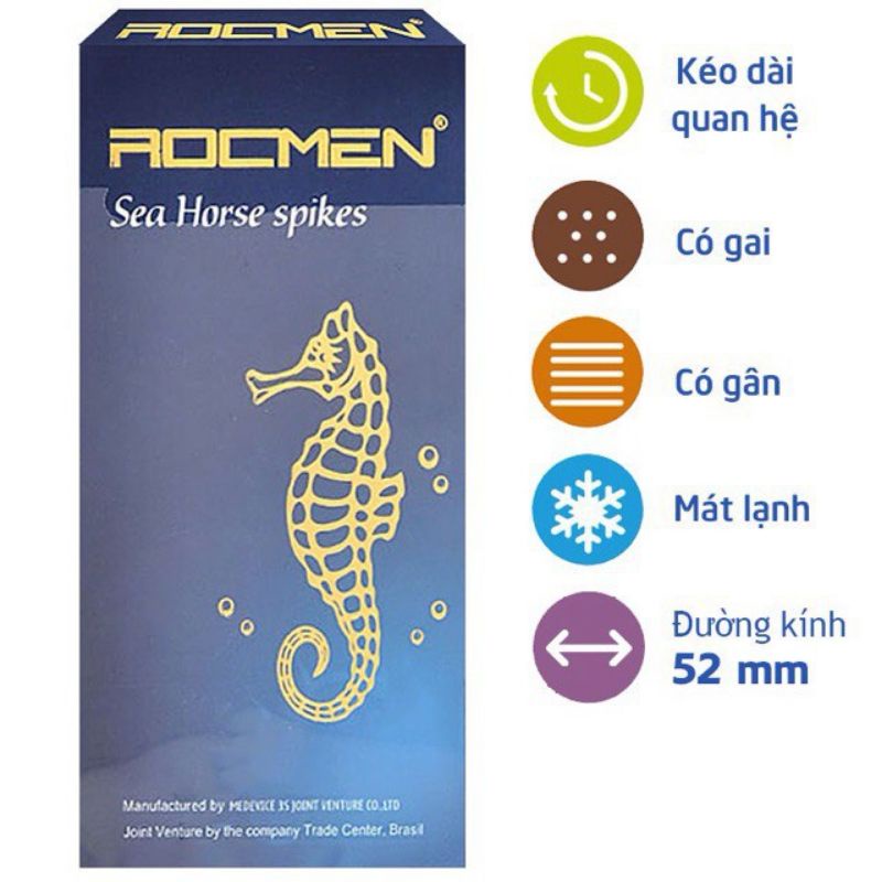 Bao cao su Rocmen cá ngựa Xanh Brazil ( hộp 10 chiếc )
