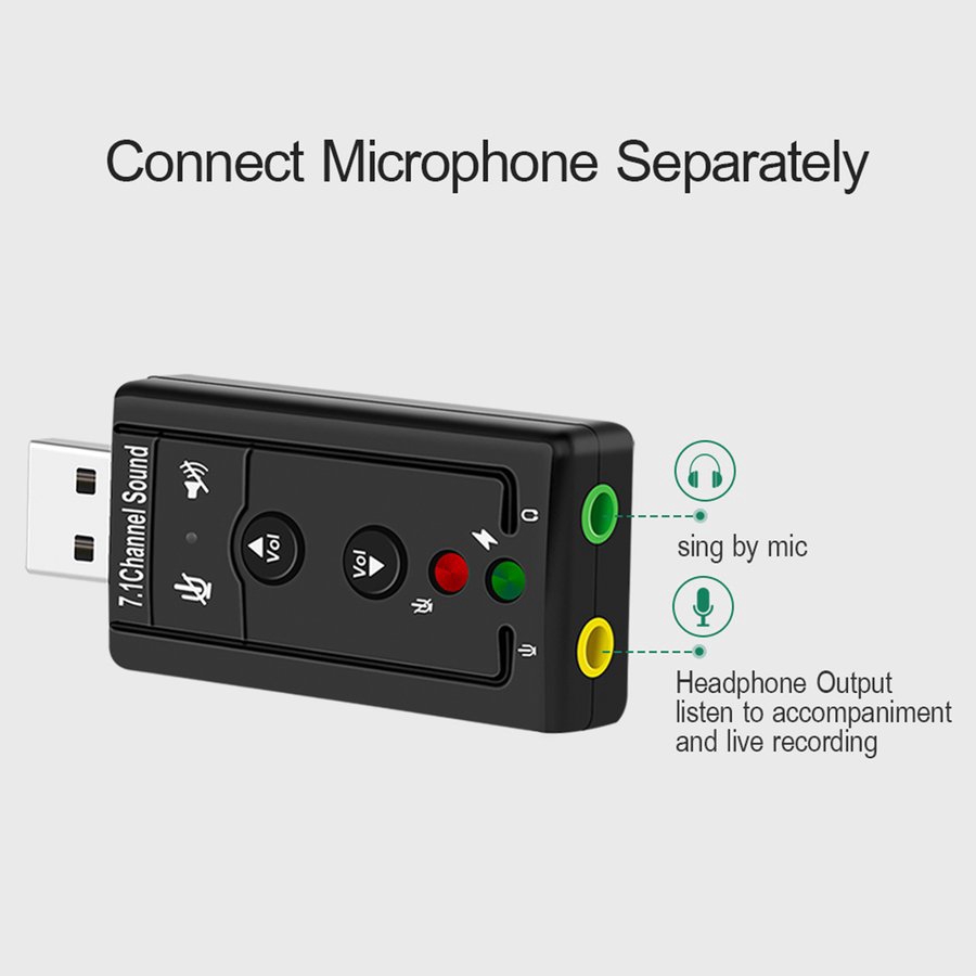 Ele】[USB ra Sound] Thiết bị chuyển đổi từ cổng usb ra card âm thanh 7.1 có nút điều chỉnh âm lượng