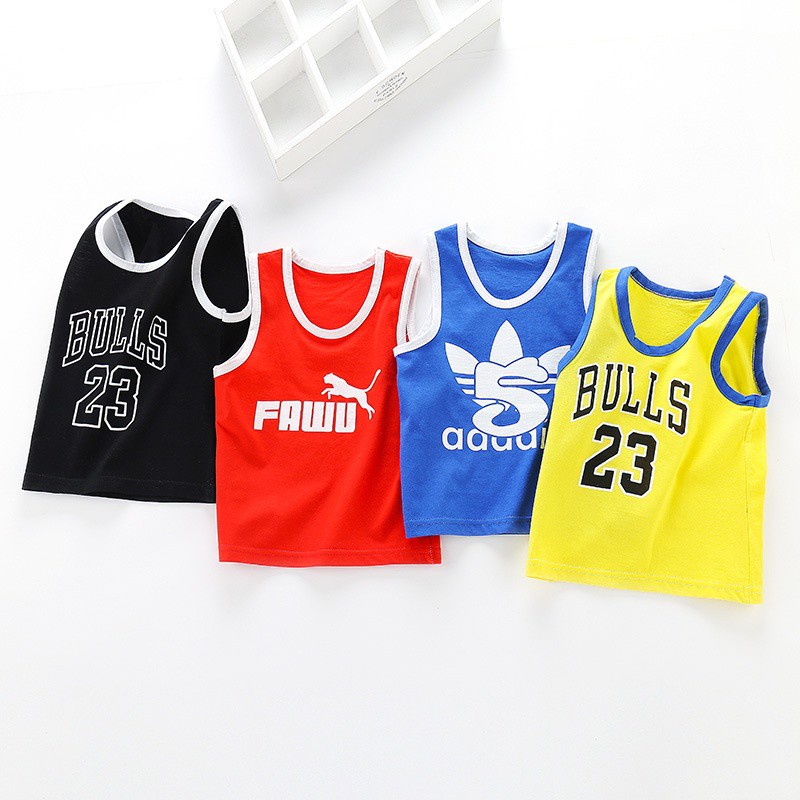 Áo Ba Lỗ Vải Cotton Thoáng Khí In Họa Tiết Dễ Thương Nhiều Màu Sắc Cho Bé