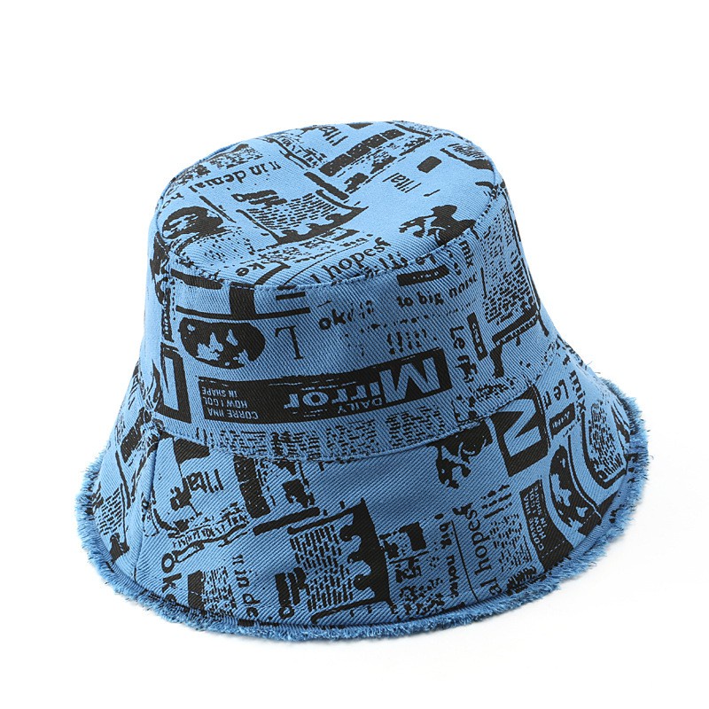 [new arrival] Bucket Hat Spring Summer Ladies Fashion Print Hat Sunscreen Street Style Dome Cap With Rough Selvedge