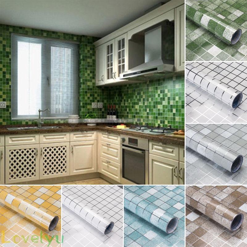 Giấy dán tường nhà tắm/ nhà bếp chống thấm nước chịu nhiệt độ cao kích thước 45*200cm