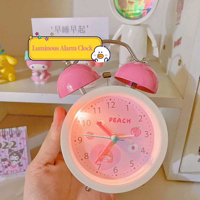 Đồng Hồ Báo Thức Màu Hồng Dễ Thương Cho Học Sinh
