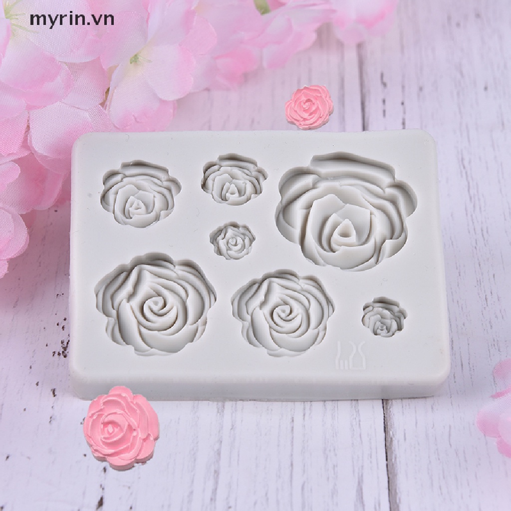 Khuôn Silicon Tạo Hình Hoa Hồng 3D Trang Trí Bánh