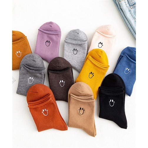 Tất Cổ Vừa Smile Nam/ Nữ ERASHOP 076597 - Nhiều Màu Trơn Đơn Giản, Vải Co Giãn 4 Chiều, Rẻ Đẹp