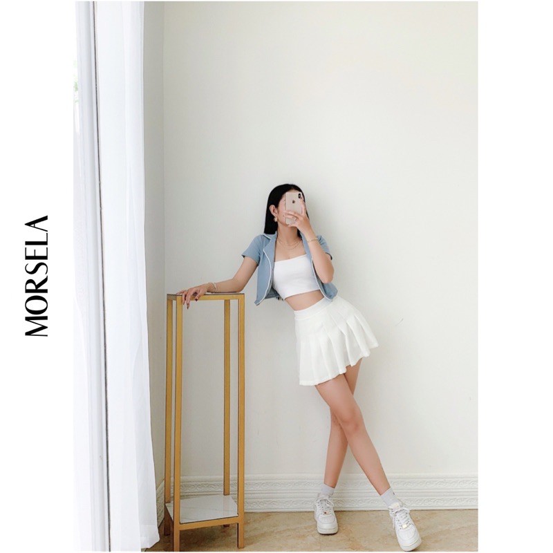 Áo croptop nữ cổ trụ viền siêu xinh - Áo crop top kiểu nhiều màu - Morsela