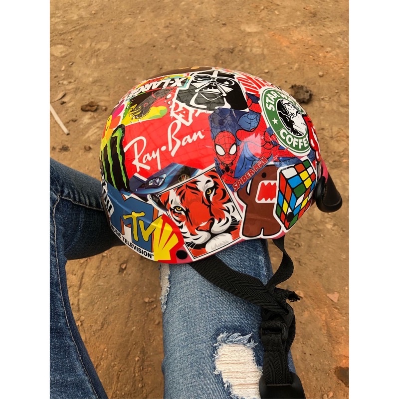 Set 50 Tem Dán Sticker Trang Trí Xe Máy, Mũ Bảo Hiểm, Vali, Laptop