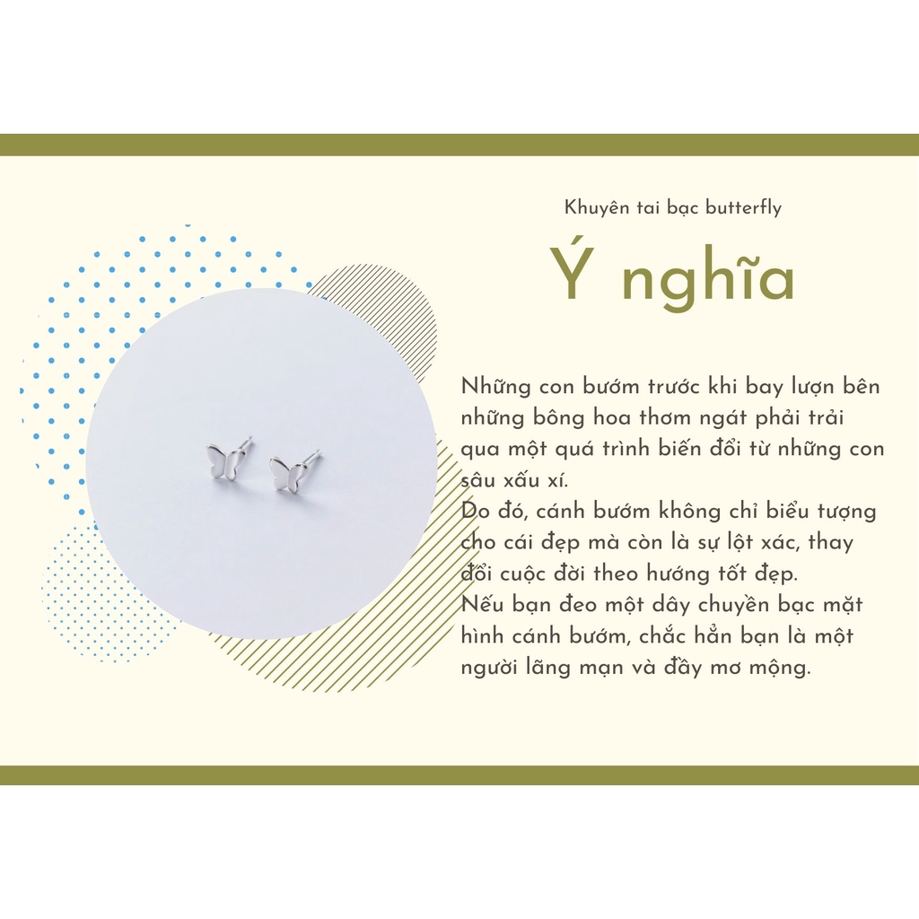 Khuyên tai bạc 925 bông tai bạc nữ nụ hình cánh bướm butterfly đẹp moonsilver