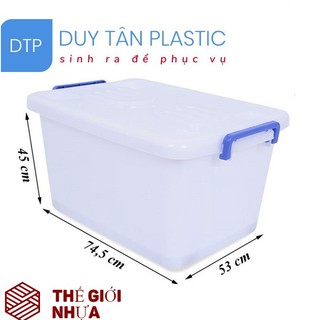 Thùng Vuông Nhựa Duy Tân 120 Lít Có Bánh Xe No.213-Kích thước 74.5 x 53 x 45 cm