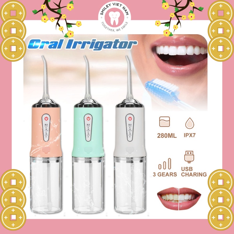 Máy tăm nước Oral Irrigator Lissa- máy tăm nước cầm tay lực phun mạnh, không làm thưa kẽ răng, chảy má.u chân răng