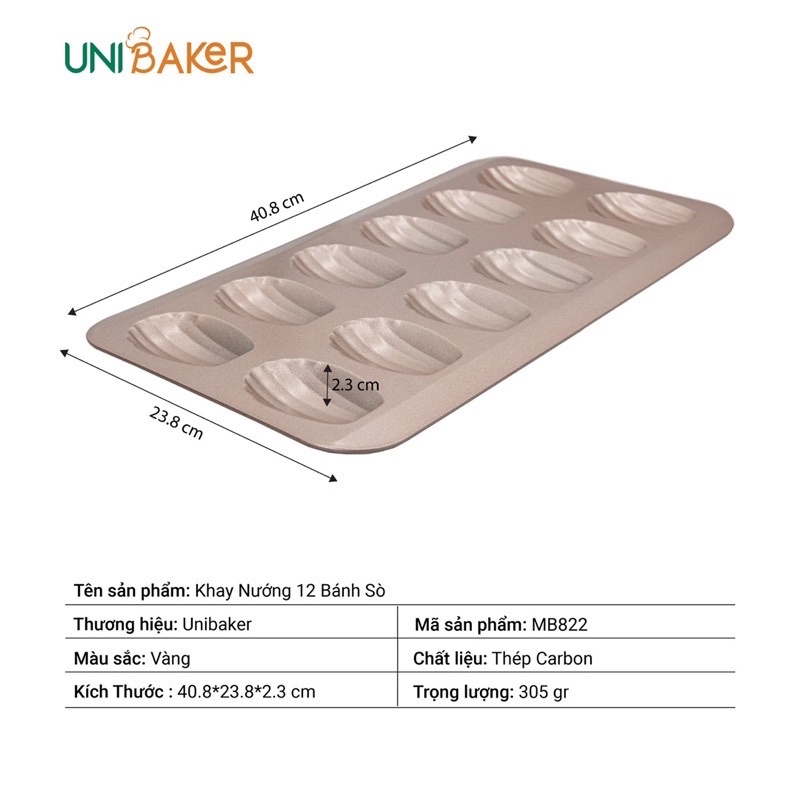 Khay Nướng 12 bánh Sò Unibaker